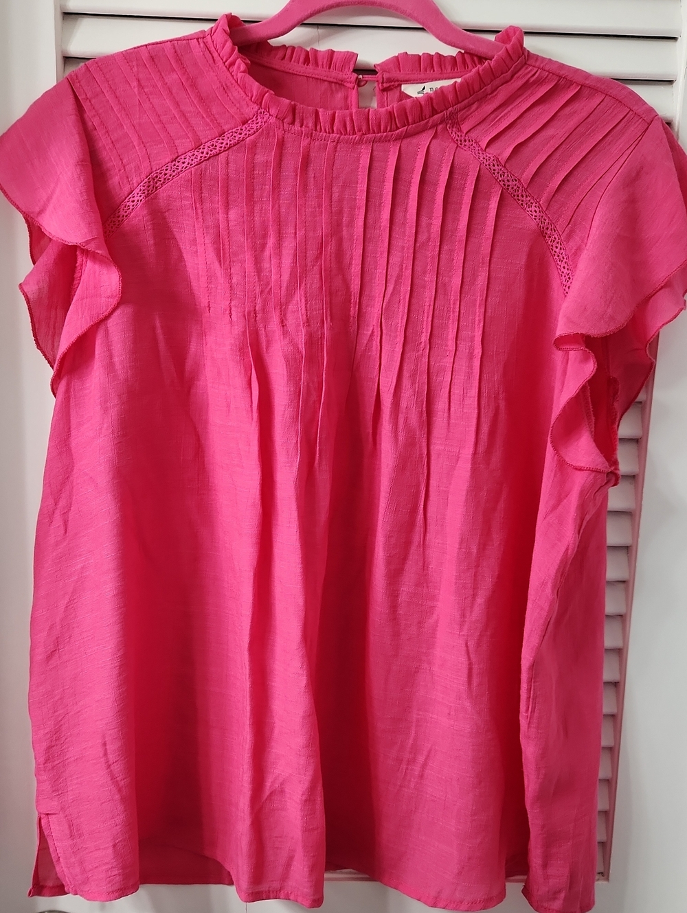 Nanette Lepore Hot Pink Pintuck Ruffle Sleeve Top